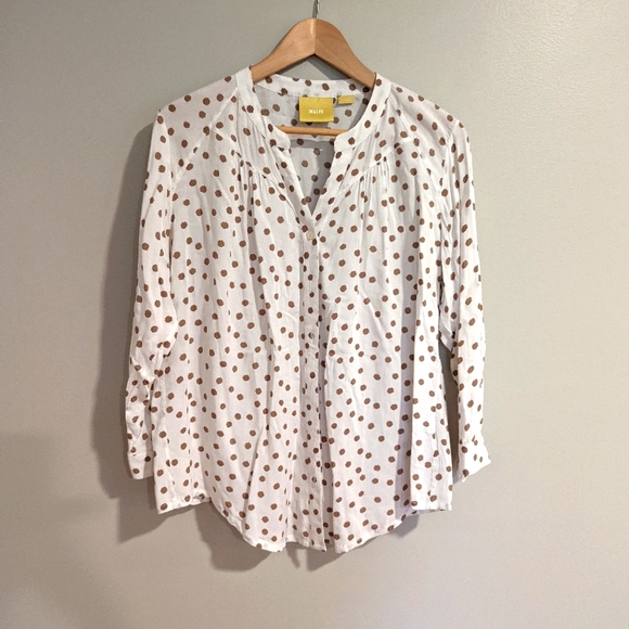 Maeve Blouse Long Sleeved Polka Dot M Rayon - Picture 1 of 7